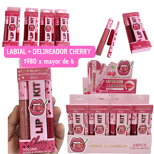 LABIAL + DELINEADOR CHERRY (6 UNID)
