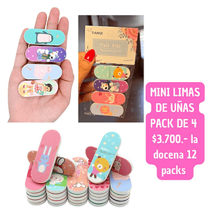 MINI LIMAS DE UÑAS PACK DE 4 (DOCENA)