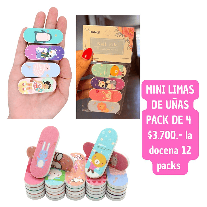 MINI LIMAS DE UÑAS PACK DE 4 (DOCENA) 1