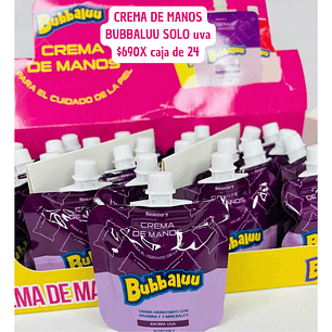 CREMA DE MANOS BUBBAALUU SOLO DE UVA (CAJA DE 24 )