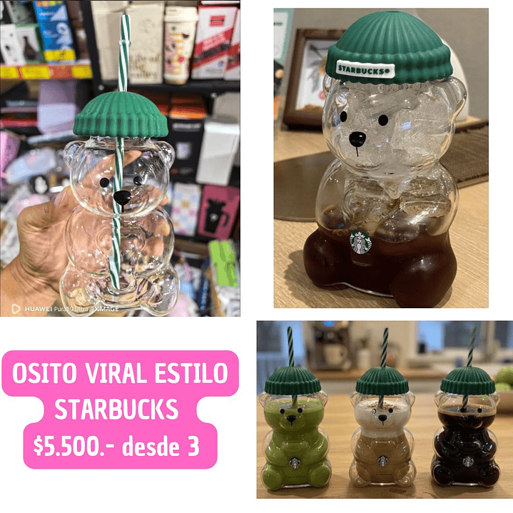 VASOS ESTILO STARBUCKS DE VIDRIO (3UNID) 1