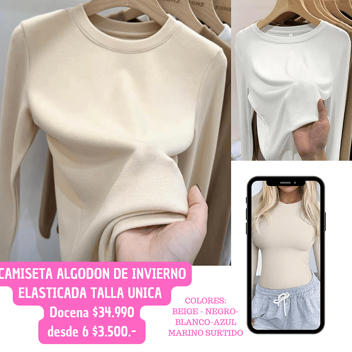 CAMISETA DE ALGODON INVIERNO (6UNID) 1