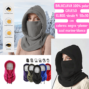 BALACLAVA 100% POLAR GRUESO (4UNID)