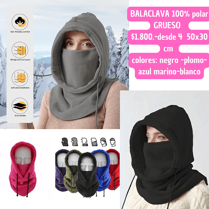 BALACLAVA 100% POLAR GRUESO (4UNID) 1