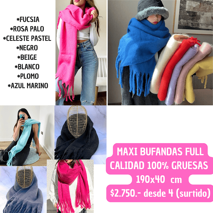 BUFANDAS ECHARPE GRUESO SURTIDO (4UNID) 1