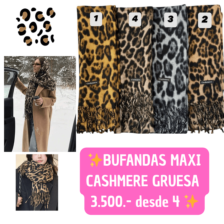 BUFANDAS CASHMERE ANIMAL PRINT GRUESO (4UNID) 1
