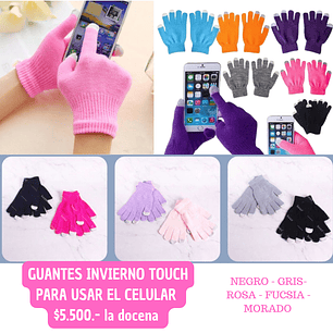 GUANTES ADULTO TOUCH PARA CELULAR (DOCENA)