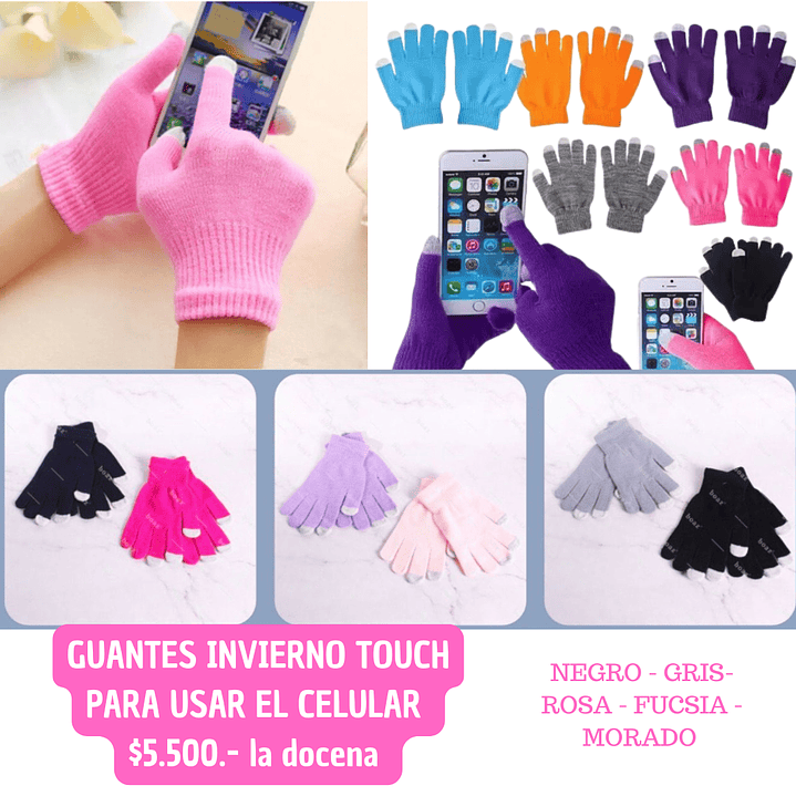 GUANTES ADULTO TOUCH PARA CELULAR (DOCENA) 1