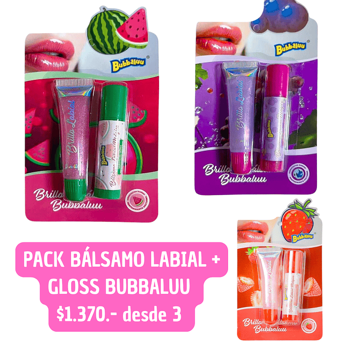 PACK BALSAMO + GLOSS BUBBALUU (3UNID) 1