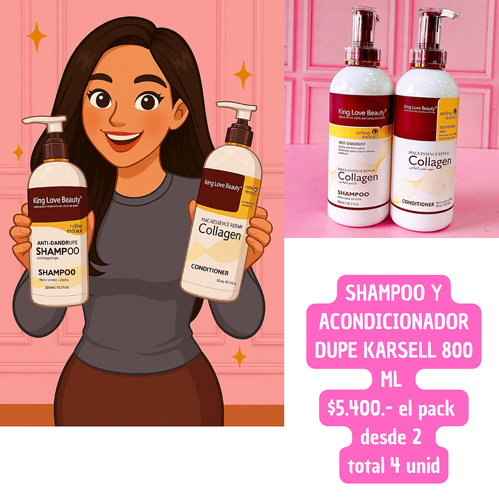 PACK SHAMPOO + ACONDICIONADOR DUPE KARSELL COLAGENO (4UNID TOTAL) 1
