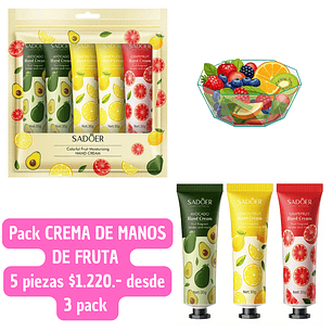 PACK CREMA DE MANOS FRUTAS 5 PIEZAS ( 3 PACKS )