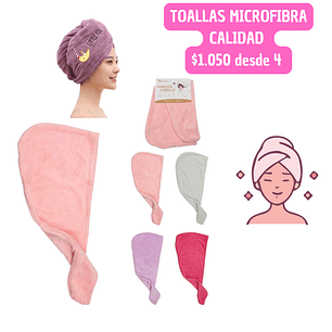 TOALLA MICROFIBRA CABELLO (4UNID)