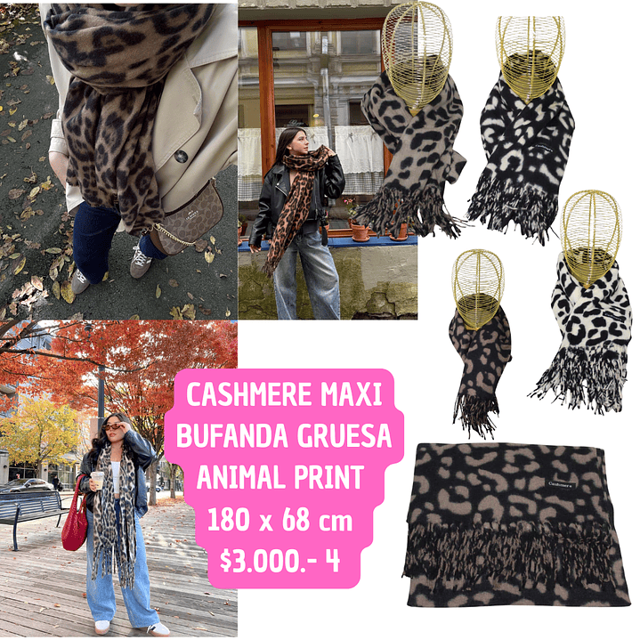 NUEVAS BUFANDAS CASHEMERE ANIMAL PRINT (4UNID) 1