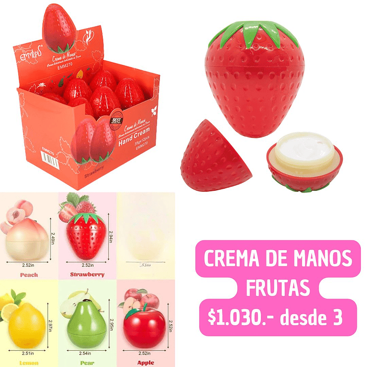 CREMA DE MANOS FRUTAS (3UNID) 1