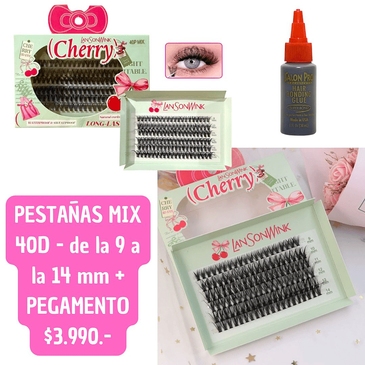 KIT PESTAÑAS POSTIZAS MIX 40D 9-14MM  1