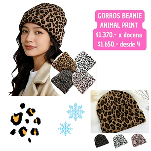 GORROS BEANIE ANIMAL PRINT (4UNID)