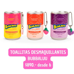 TOALLITAS DESMAQUILLANTES EN TARRO BUBBALUU (6 UNID)