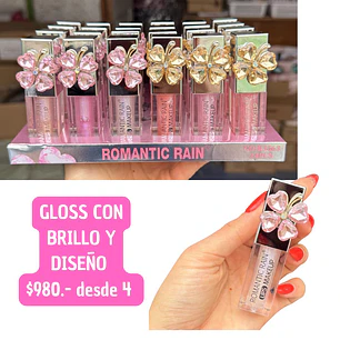 GLOSS CON BRILLO Y DISEÑO  (4UNID)