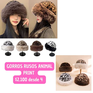 GORROS RUSOS ANIMAL PRINT (4UNID)