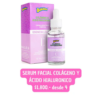 SERUM FACIAL COLAGENO Y ACIDO HIALURONICO BUBBALUU (4UNID)