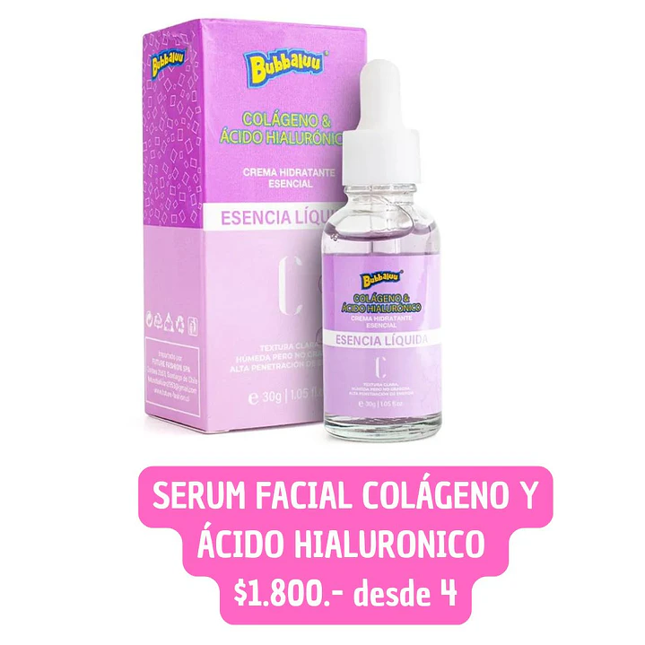 SERUM FACIAL COLAGENO Y ACIDO HIALURONICO BUBBALUU (4UNID) 1
