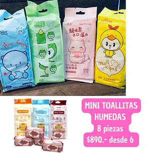 MINI TOALLITAS HUMEDAS 8PCS (6UNID)