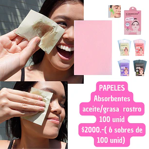 PAPEL ABSORVENTE DE GRAS ROSTRO 100 PCS (6UNID)