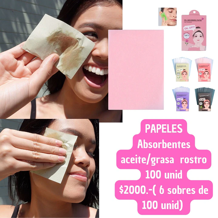 PAPEL ABSORVENTE DE GRAS ROSTRO 100 PCS (6UNID) 1