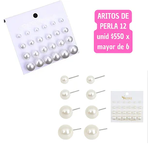ARITOS DE PERLA 12PARES (6 UNID)