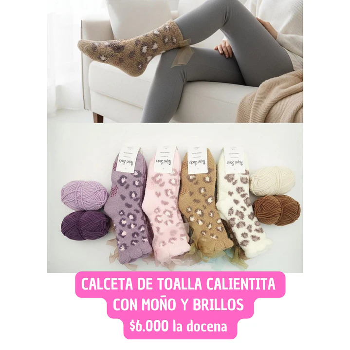 CALCETAS TOALLA MOÑO Y BRILLOS (DOCENA) 1