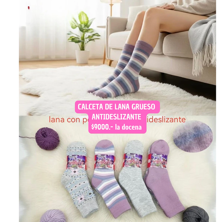CALCETAS LANA ANTIDESLIZANTE (DOCENA) 1