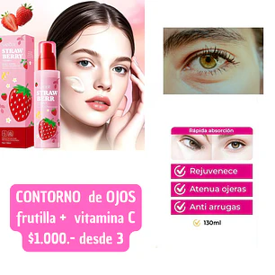 CONTORNO DE OJOS LINEA FRUTILLA + VITAMINA C  (3UNID)
