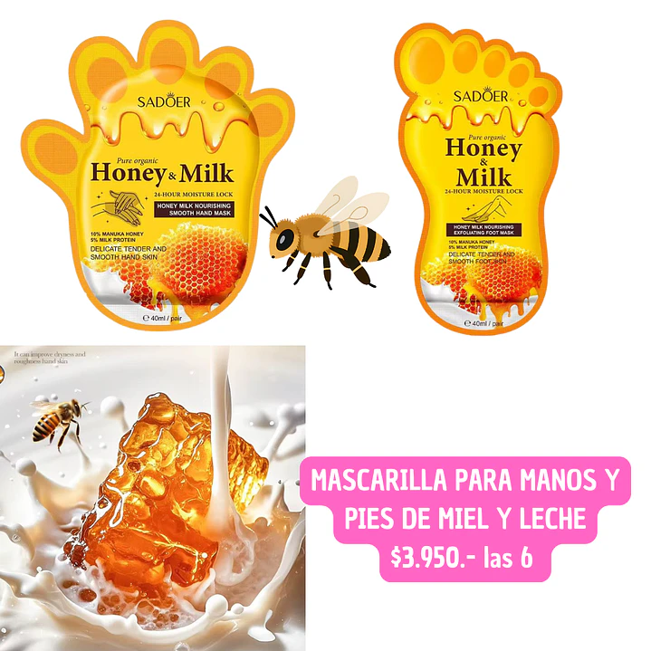  MASCARILLA MANOS Y PIES MIEL CON LECHE (6UNID) 1