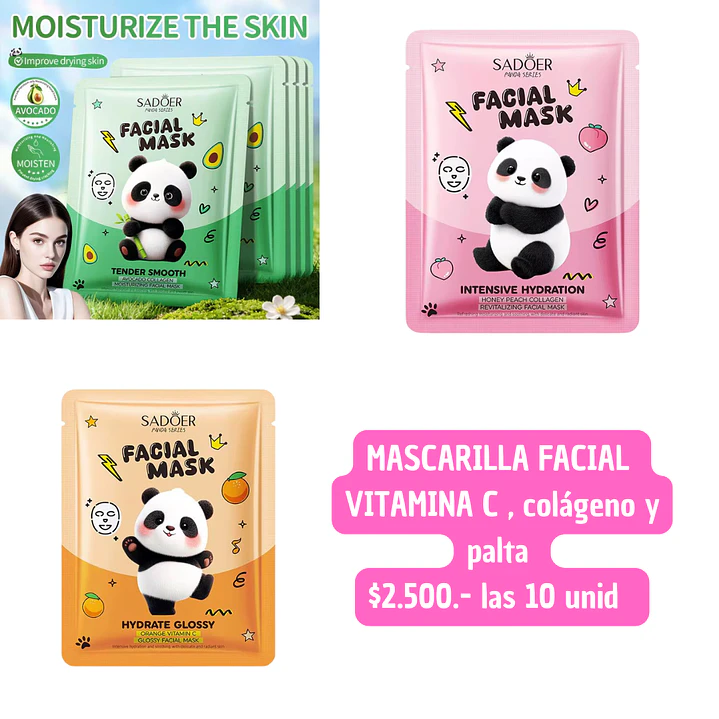 MASCARILLA FACIAL PANDA (10 UNID) 1