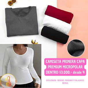 CAMISETA  PREMIUM POLAR SIN CUELLOO (4UNID)