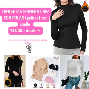CAMISETA  PREMIUM POLAR CON CUELLOO (4UNID)