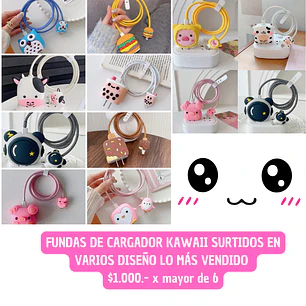 FUNDA PARA CARGADOR KAWAII (6UNID)