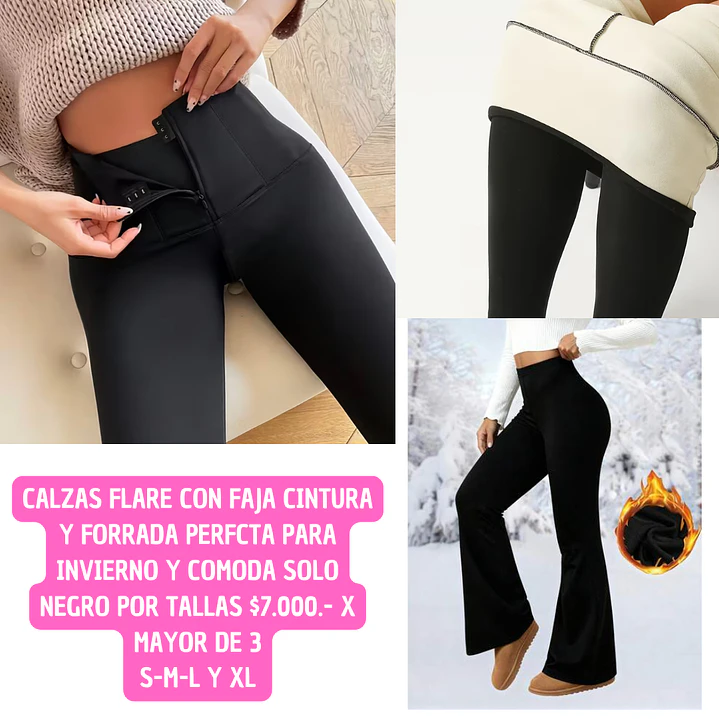 CALZAS FLARE CON FAJA Y FORRADAS (3UNID) 1