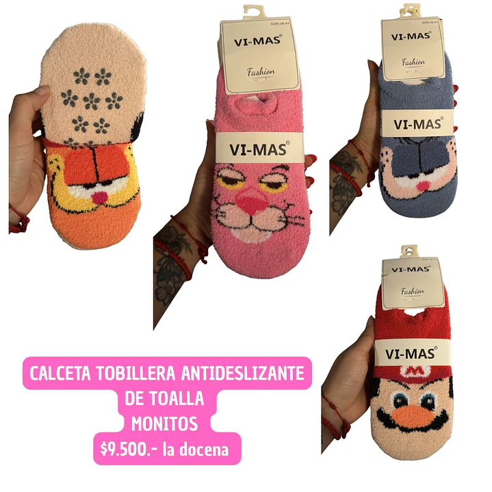 CALCETAS TOALLA MONOS ANTIDESLIZANTE (DOCENA) 1