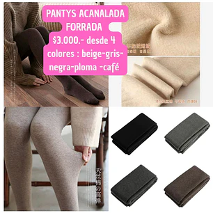 PANTYS ACANALADA FORRADA  (4 UNID)