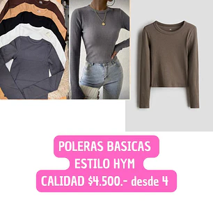 POLERAS BASICAS ESTILO HYM  (4UNID)