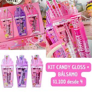 KIT CANDY GLOSS + BALSAMO  (4UNID)