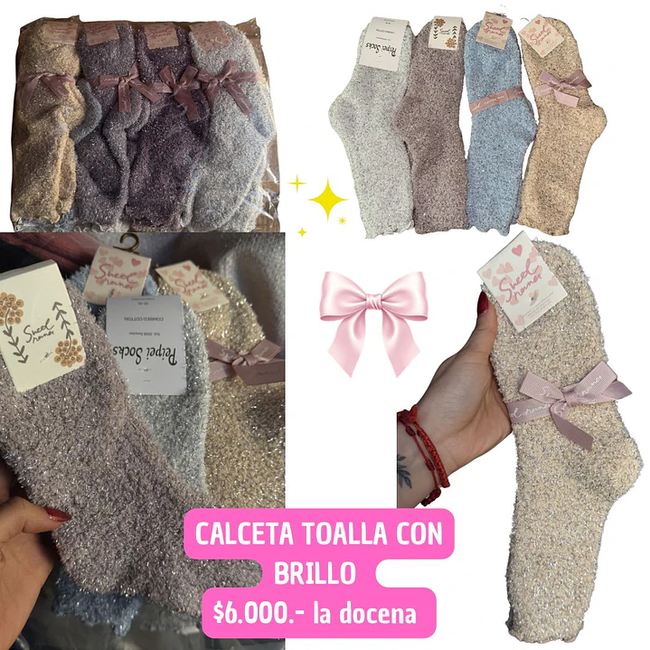 CALCETA TOALLA CON BRILLO (DOCENA) 1