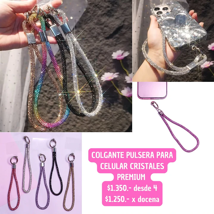 COLGANTE PARA CELULAR CORTO CRISTALES (4UNID) 1