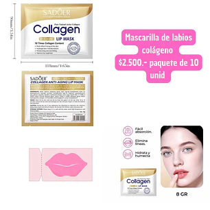 MASCARILLA DE LABIOS COLAGENO (10 UNID)