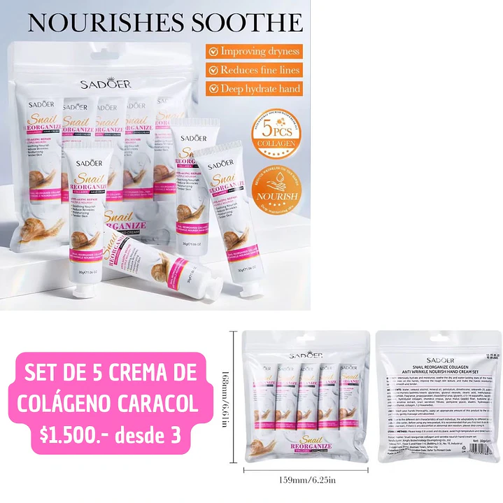 KIT CREMA DE MANOS CARACOL 5PCS (3 SET) 1