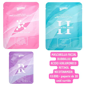 MASCARILLAS FACIALES BUBBALUU (10 UNID)