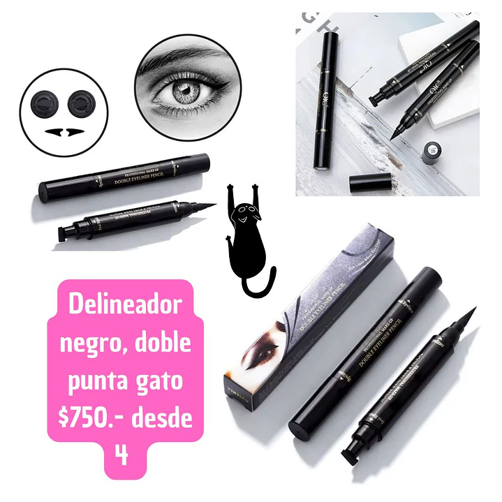 Delineador de ojos negro , doble punta  (4UNID) 1
