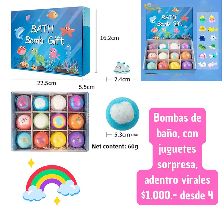 Bombas de baño con juguete sorpresa  (4unid) 1
