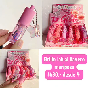 Brillo labial llavero mariposa  (4unid)
